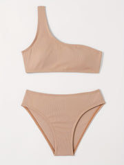 Girls One Shoulder Bikini Tankini Set Kids Summer Beach Bathing Suits