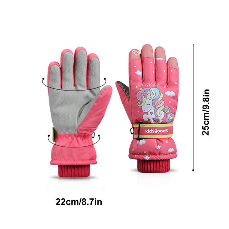 Girls Ski Gloves - Warm, Non Slip, Touch Screen - Outdoor Sports