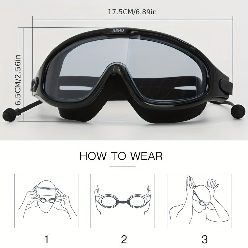Large Frame Swimming Goggles Waterproof Anti-fog Clear Vision