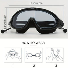 Large Frame Swimming Goggles Waterproof Anti-fog Clear Vision