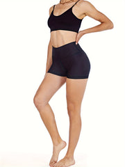 Solid Fitness Yoga Shorts Butt Lift High Elastic Sports Shorts