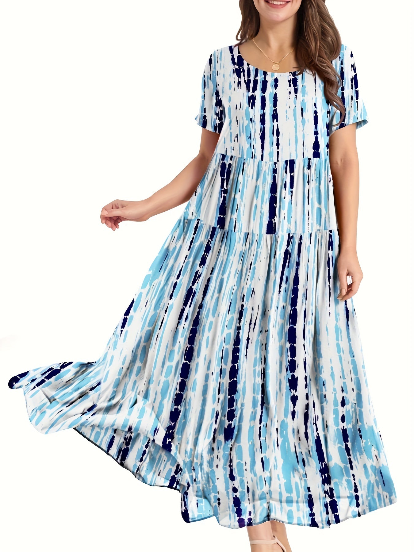 Floral Print Short Sleeve Maxi Dress