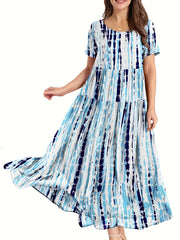 Floral Print Short Sleeve Maxi Dress