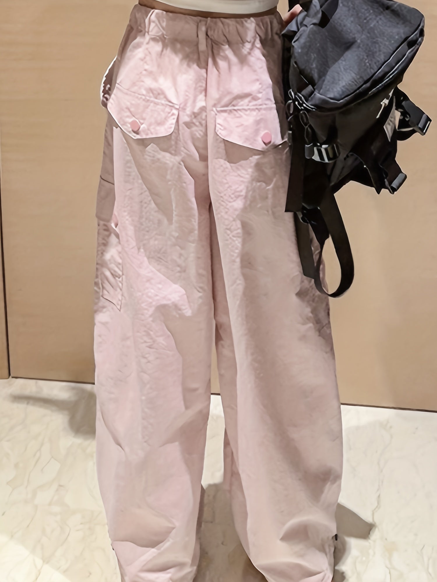 Girls' Cargo Jogger Trousers with Drawstring Waist