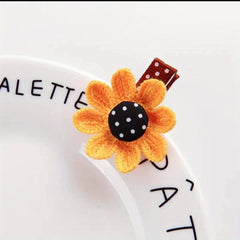 Colorful Knit Sunflower Hair Ties for Girls