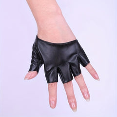 PU Leather Half Finger Gloves for Women