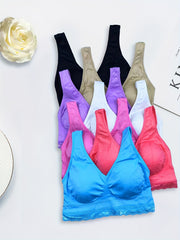 7pcs Lace Sports Bras Comfy Running Tank Bra Women's Underwear
