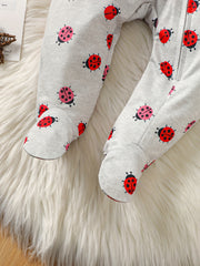 2pcs Baby Girls Ladybug Romper & Hat Set