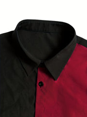 Red & Block Men s Casual Button Up Shirt