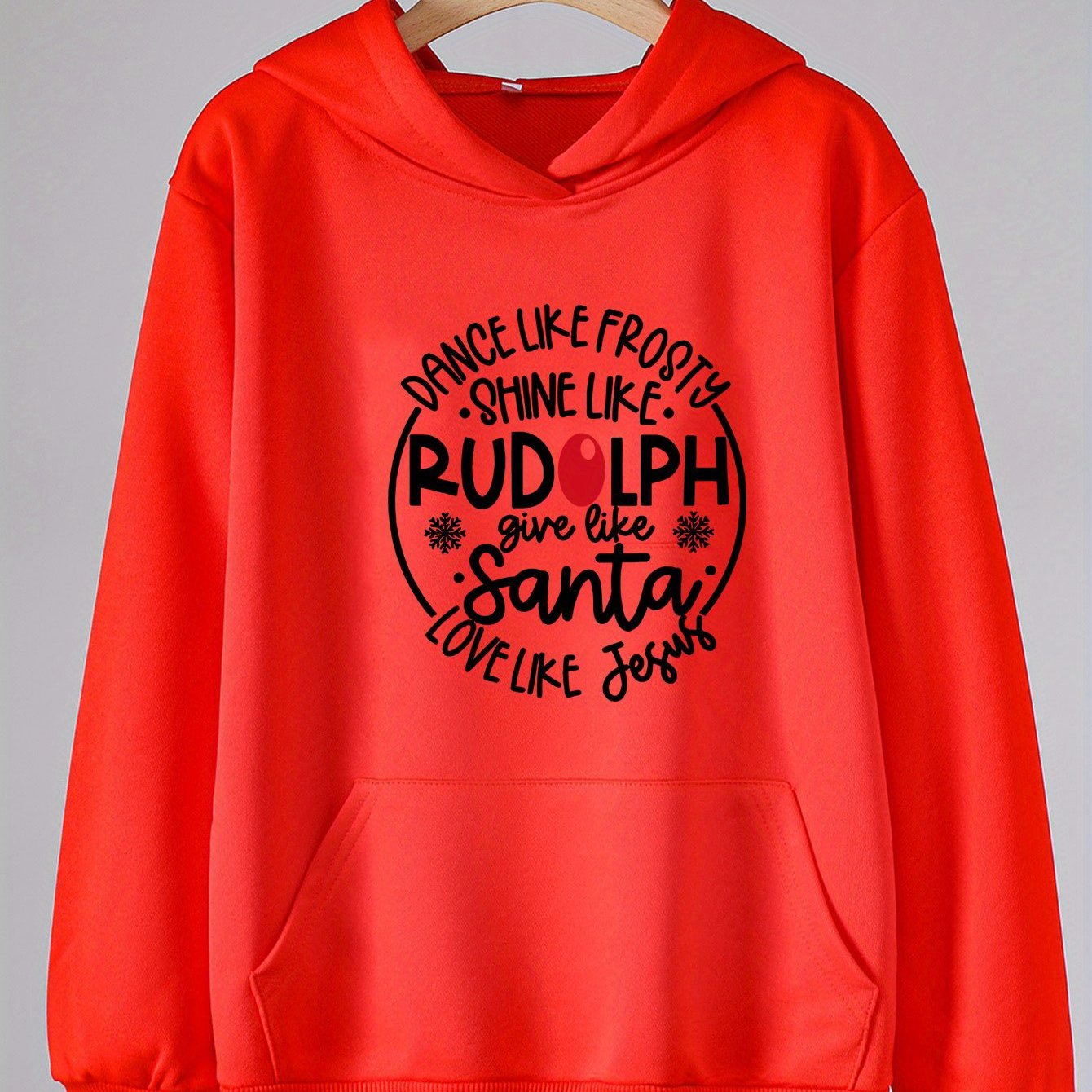 Girls Lovely Christmas Letter Long Sleeve Hooded Sweatshirt Top Pullover