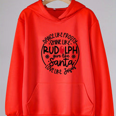 Girls Lovely Christmas Letter Long Sleeve Hooded Sweatshirt Top Pullover