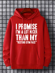 Men's Letter Print Hoodie Casual Sweatshirt for Outdoor Activities