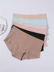 6pcs Seamless Solid Briefs Breathable Intimates Panties