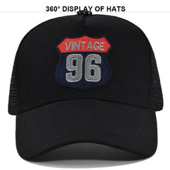 VINTAGE 96 Embroidered Baseball Cap Breathable Unisex Outdoor Fishing Hat