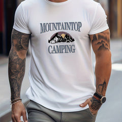 Mountain Top Camping Print Men's Graphic Crew Neck T shirt
