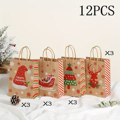 Christmas Gift Bag Striped Tote Party Holiday Candy Tote Bag Pack of 24