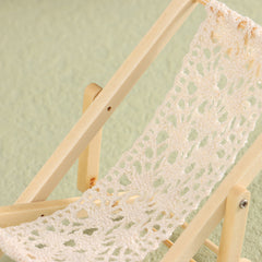 1pc Folding Lounge Chair Recycled Wood & Fabric for 1:12 1:6 Dollhouse Furniture