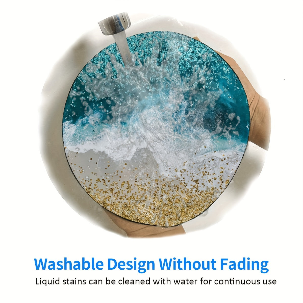 Glitter Beach Breeze Pattern Round Mouse Pad Non Slip Rubber Base Mousepad