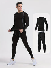 Men's High Stretch Gym Fitness Set Long Sleeve T shirt And Legging Set