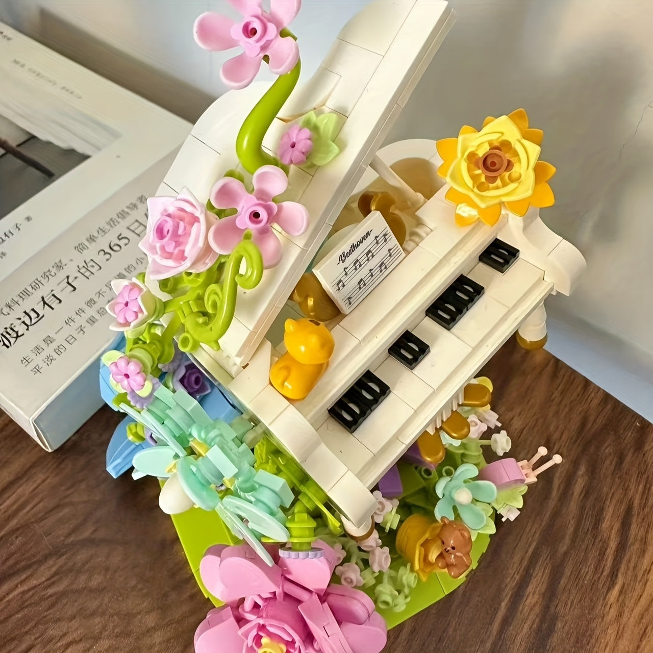 Eternal Flower Piano Building Blocks Set - Creative DIY for Valentine's Birthday