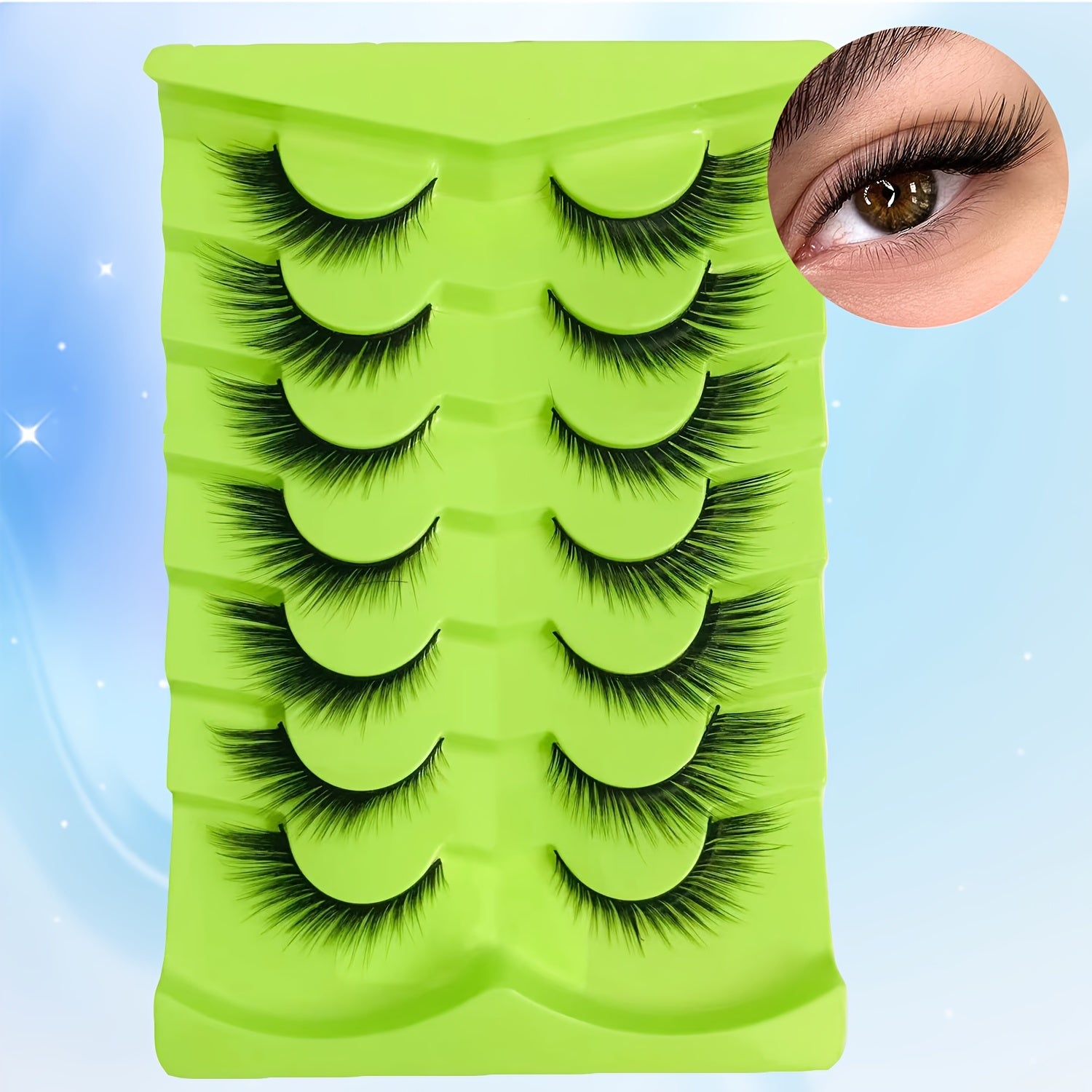 7 Pairs Cat Eye False Eyelashes Faux Mink Hair Fox Eye 3D Lashes