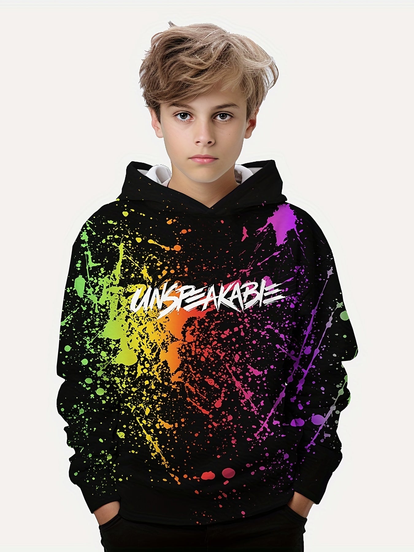 Boys Pullover Hooded Sweatshirt Letter Print Spring Fall Kids Hoodie Tops
