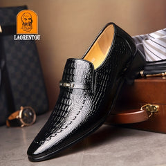 Crocodile Embossed Leather Dress Shoes for Men Lightweight Formal
