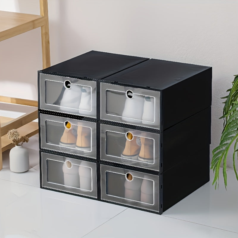 Plastic Flip Shoe Box With Dustproof Advantage & Drawer Stackable Storage