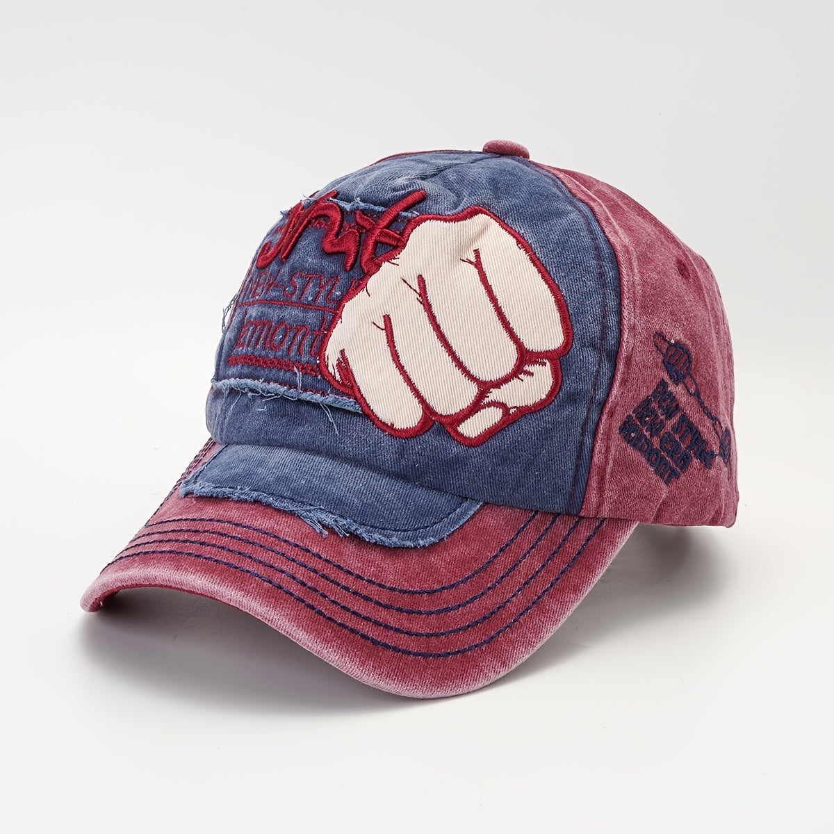 Vintage Denim Washed Baseball Cap with Embroidery