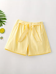 Girls' Casual Shorts Self Tie Elastic Waist Summer Lounge Outwear Shorts