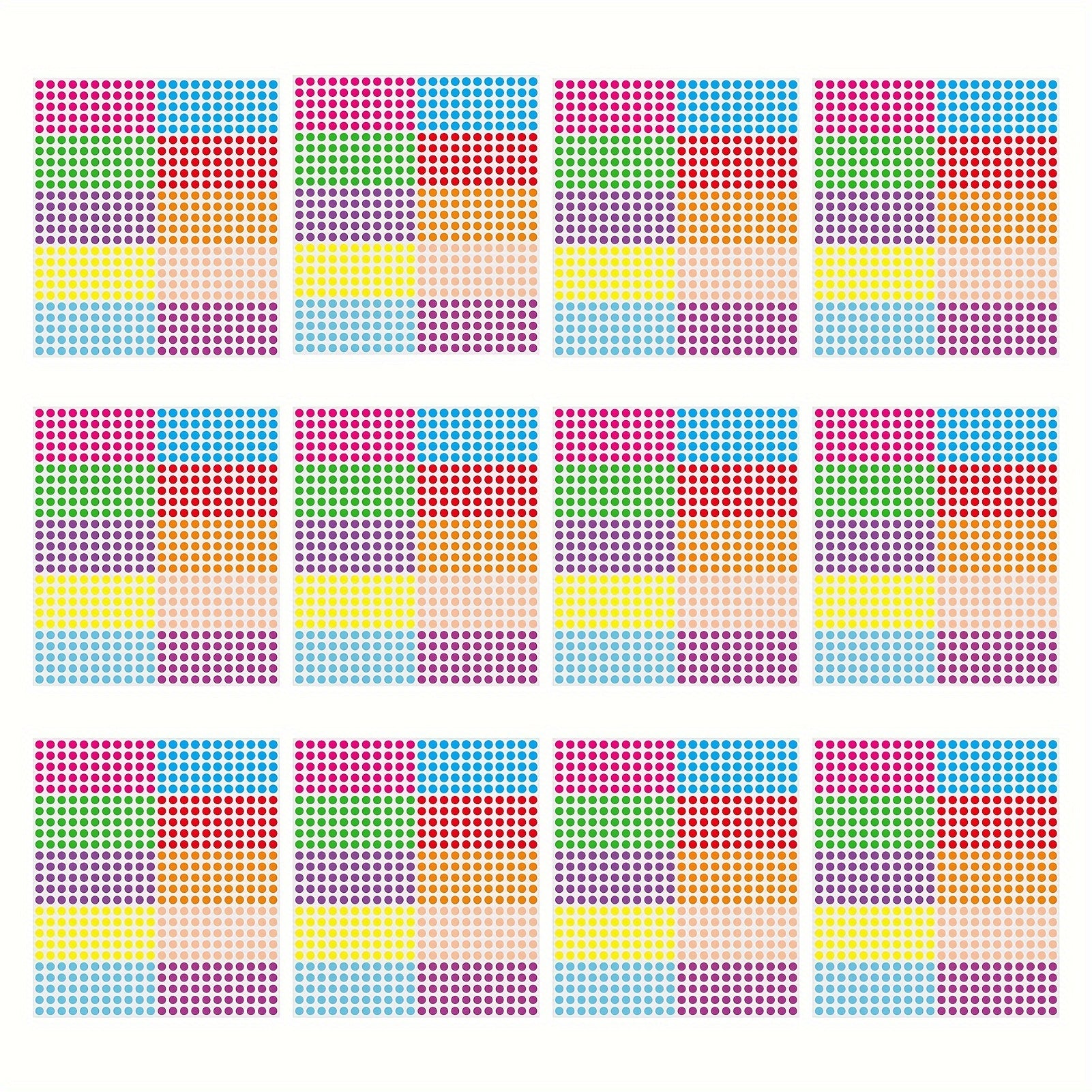 6600pcs Waterproof Colored Dot Sticker 10 Colors School