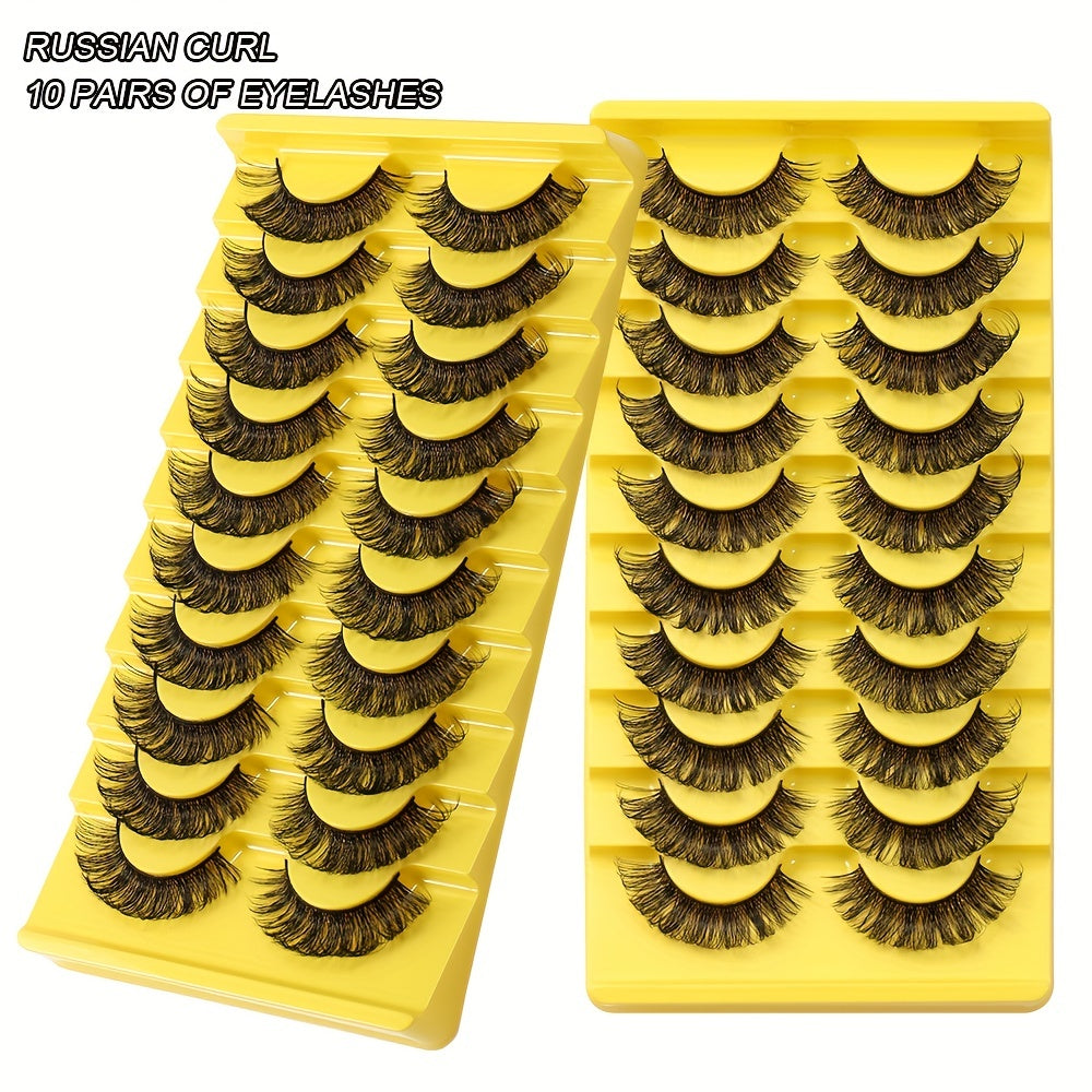 10 Pairs Fluffy False Eyelashes for Daily Party Wear