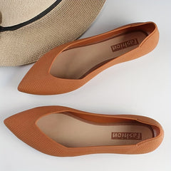 Women's Pointed Toe Ballet Flats Soft Sole Slip On Knit Shoes