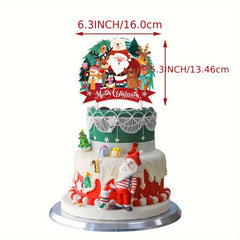 32pcs Merry Christmas Pull Flag Cake Balloon Party Decoration Set