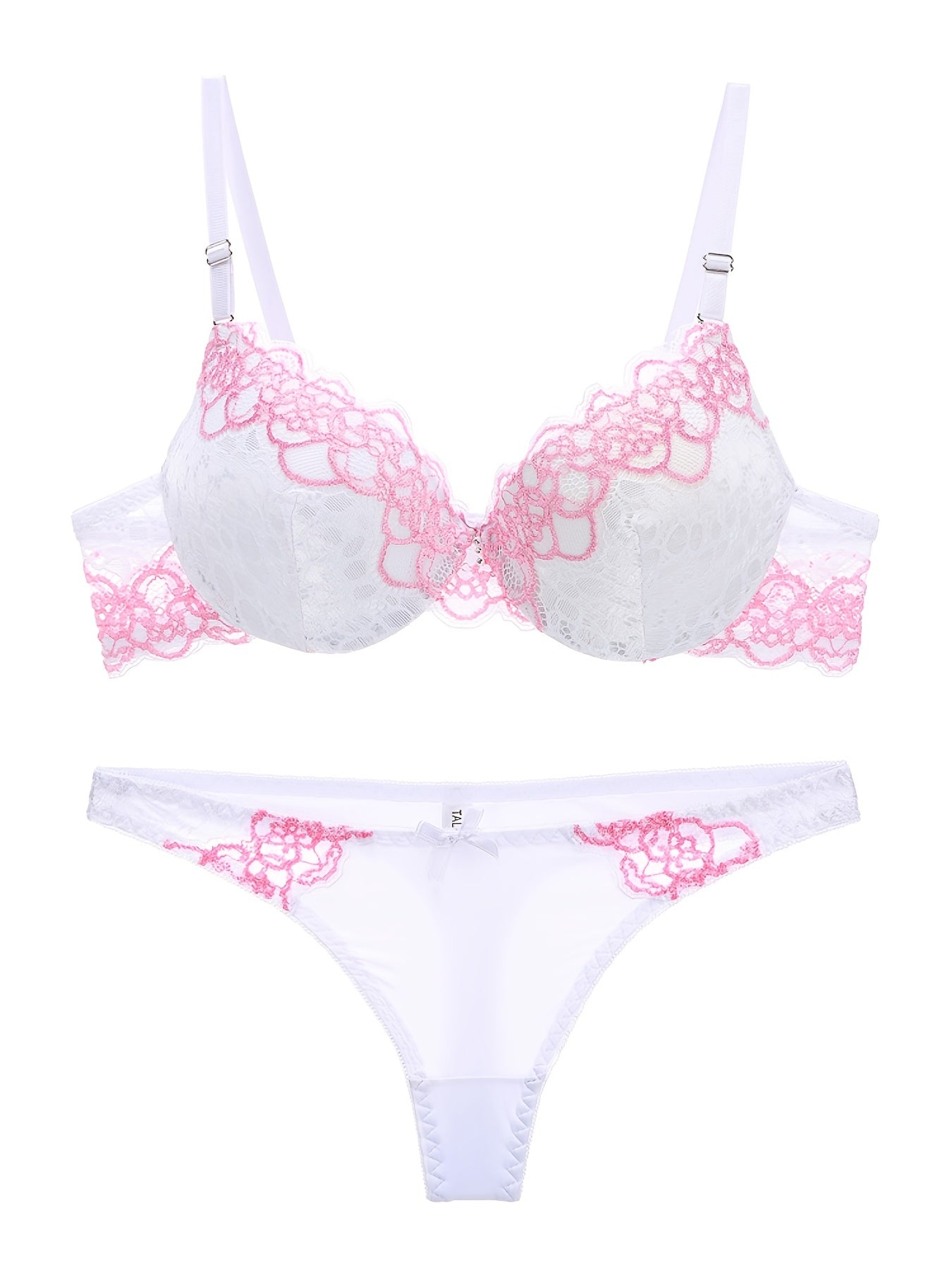 Embroidered Lace Push Up Bra & Panties Set