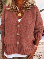 Solid Button Up Cardigan Long Sleeve Women's Clothing