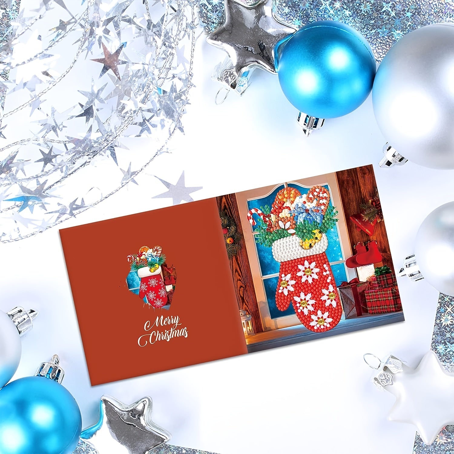 12PCS Christmas Cards 5D DIY Diamond Painting Mosaic Thanksgiving Greeting Cards