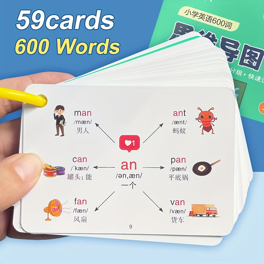 Set of English Vocabulary Flashcards for Ages 3-6 - Phonics, Root Words