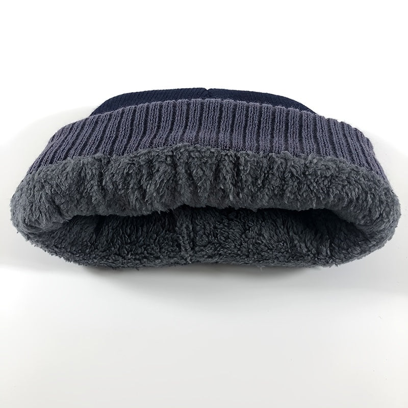 Men's Knitted Hat Plus Velvet Thick Woolen Hat Outdoor Cold Hat