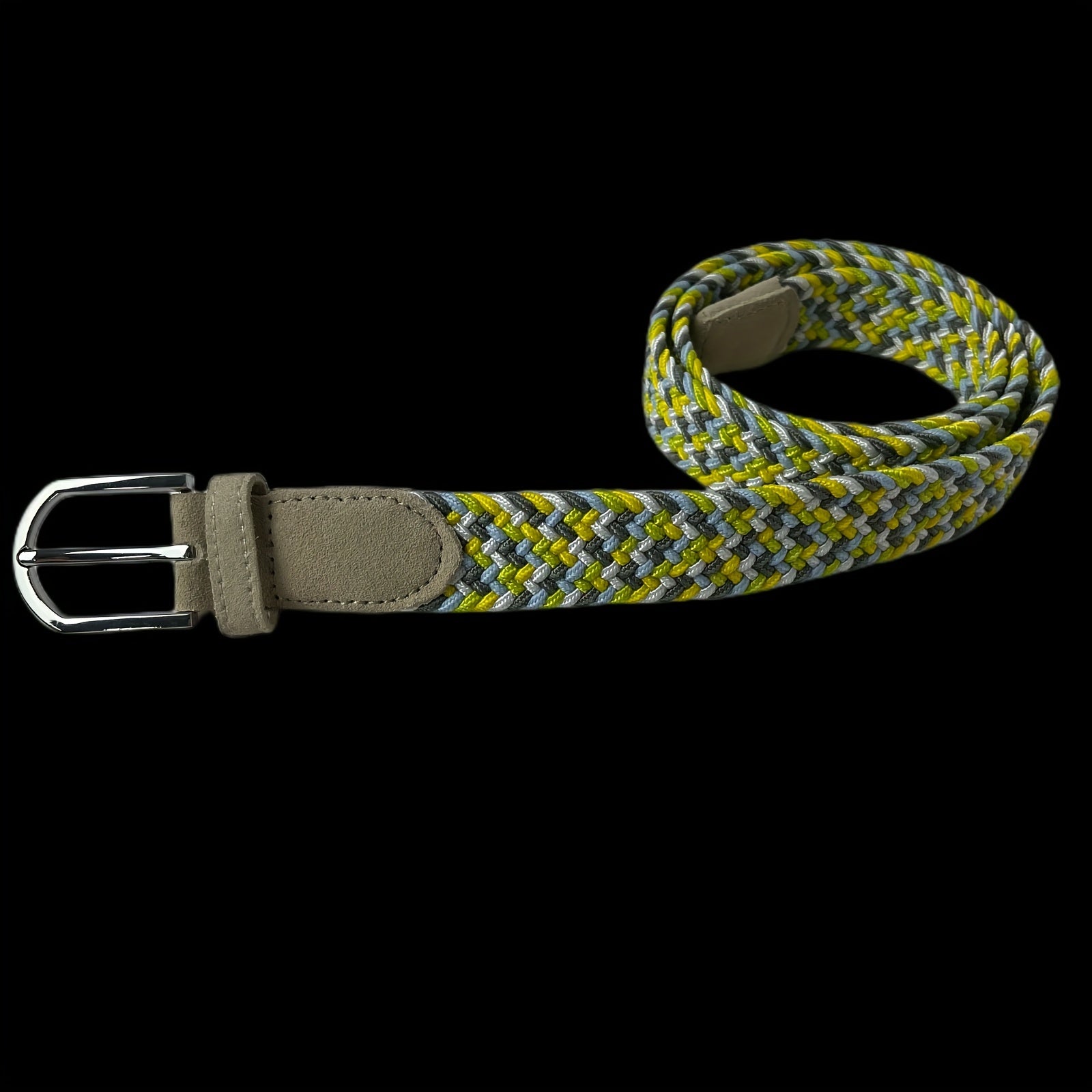 Elastic Braided Belt Pin Buckle Stretch Belt Canvas Waistband