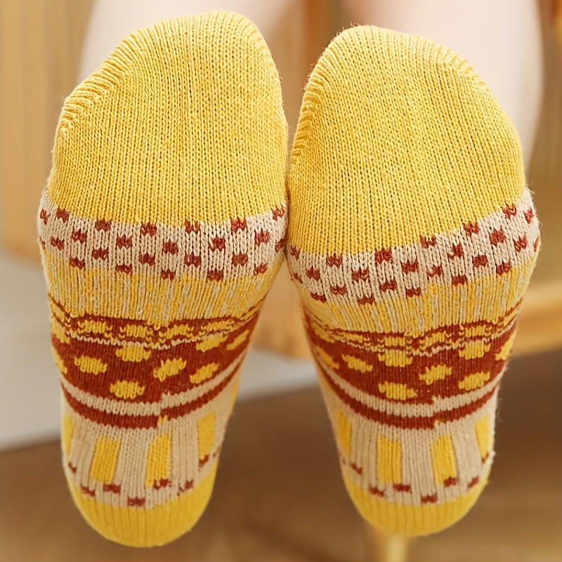 5 Pairs Geometric Pattern Mid Tube Socks for Women