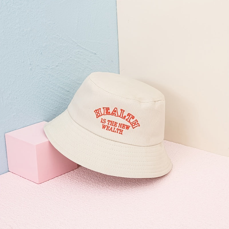 Cotton Embroidery Bucket Hat for Summer Sun Protection