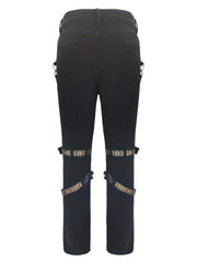 Men's Ripped Straight Denim Jeans With Pockets
