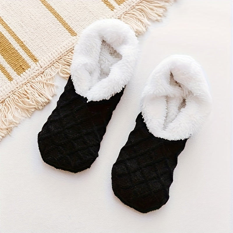 Plaid Textured Fuzzy Socks Soft & Warm Low Cut Ankle Socks