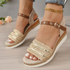Women's Wedge Platform Sandals with Ankle Strap