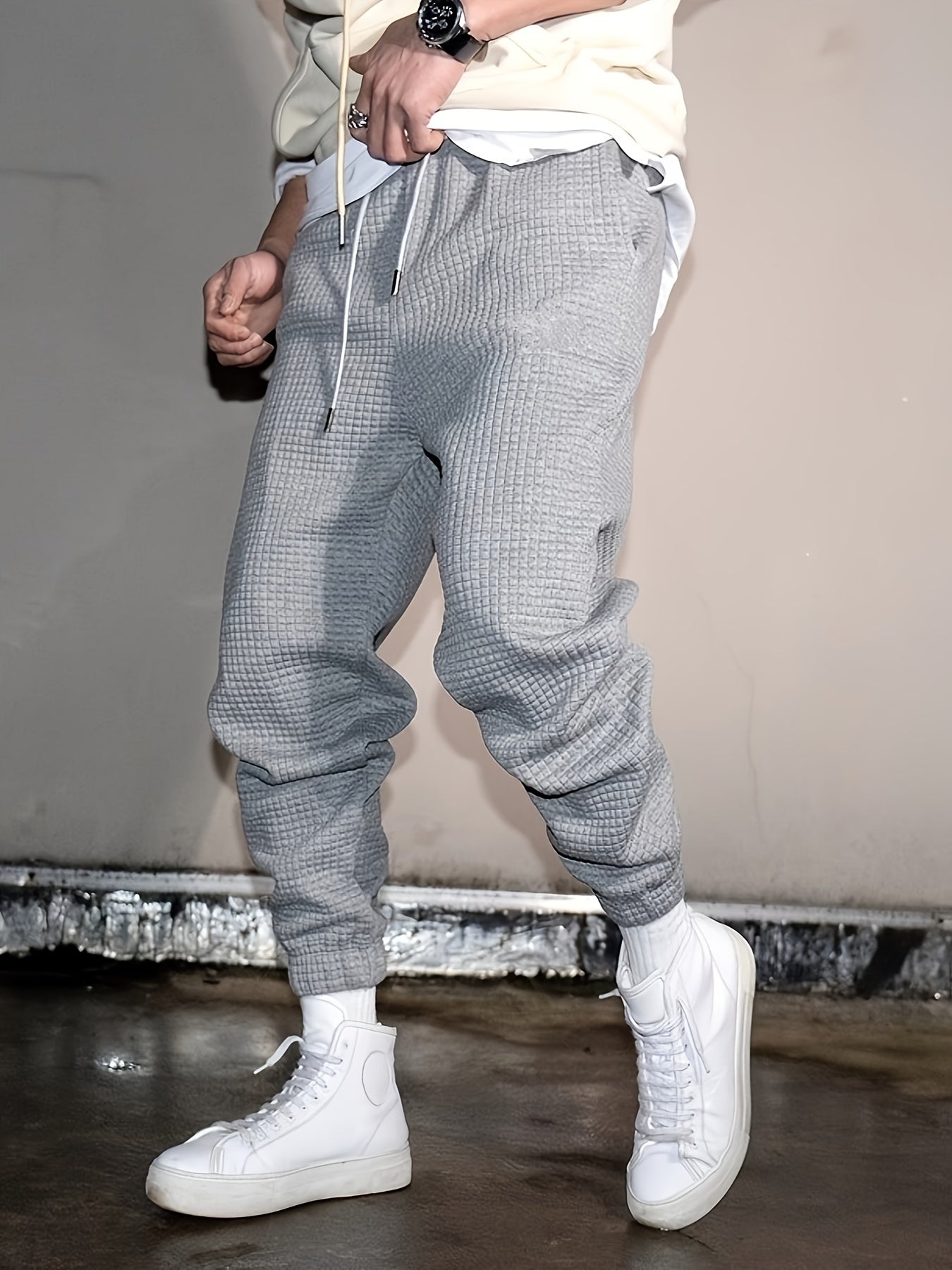 Men's Solid Sweatpants Casual Jogger Pants for Autumn Winter