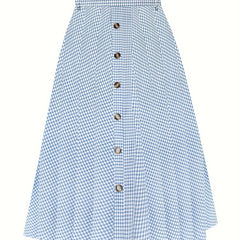 Women's Plus Plaid Print High Rise A line Maxi Skirt