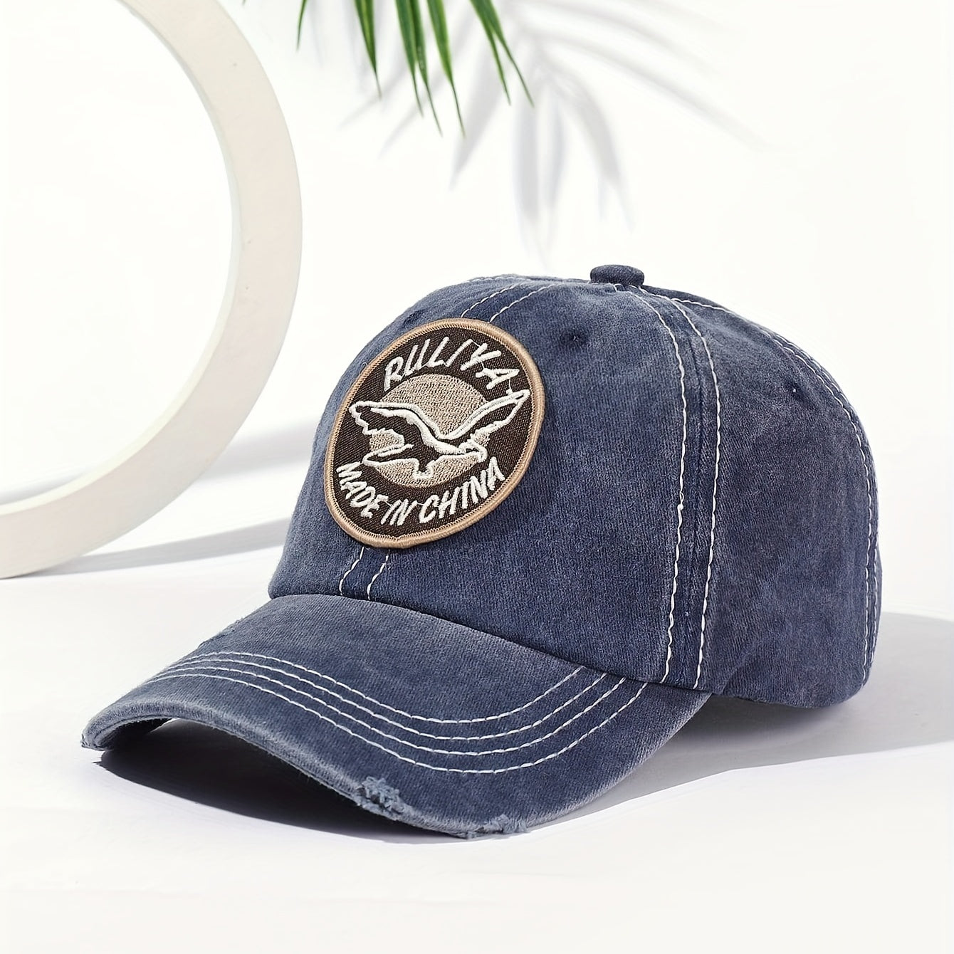Soft Cotton Washed Baseball Cap with Solid Eagle Embroidery