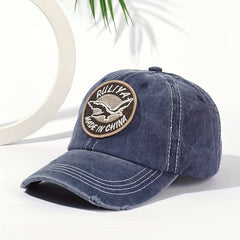Soft Cotton Washed Baseball Cap with Solid Eagle Embroidery