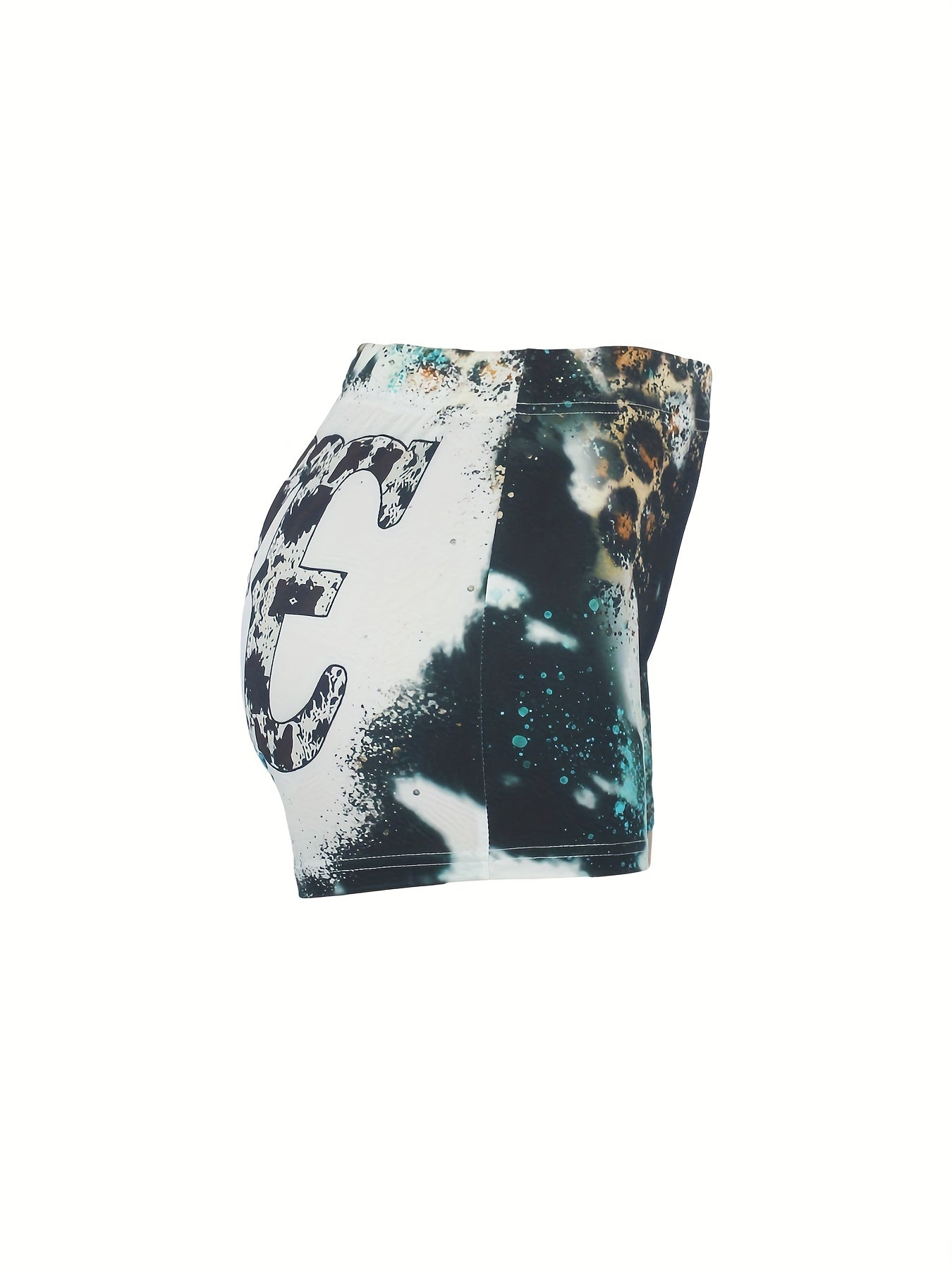 Letter & Leopard Print Skinny Shorts Casual Shorts for Women